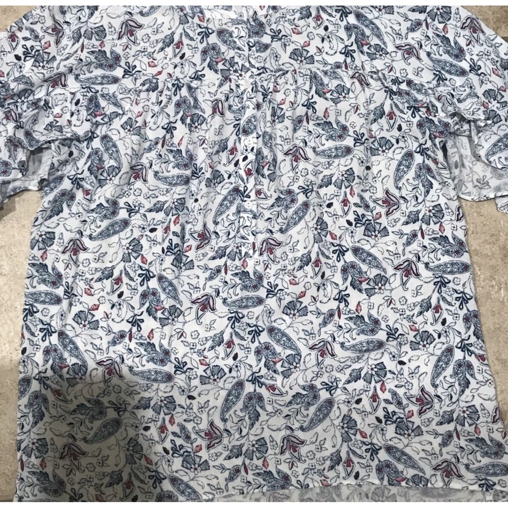 Lauren Conrad NWT floral ruffle sleeve Blouse. Sz Xs. Cottagecore - Picture 9 of 9